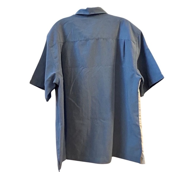 Royal Palm Men's Striped Blue Short Sleeve Button-Up Shirt Size L - Picture 6 of 7